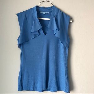 ANTONIO MELANI: Blue Ruffle Shirt